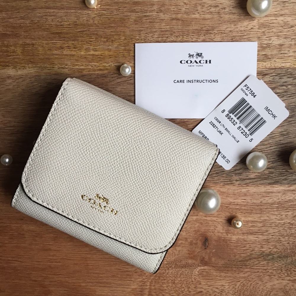 Coach Small Chalk White Leather Wallet